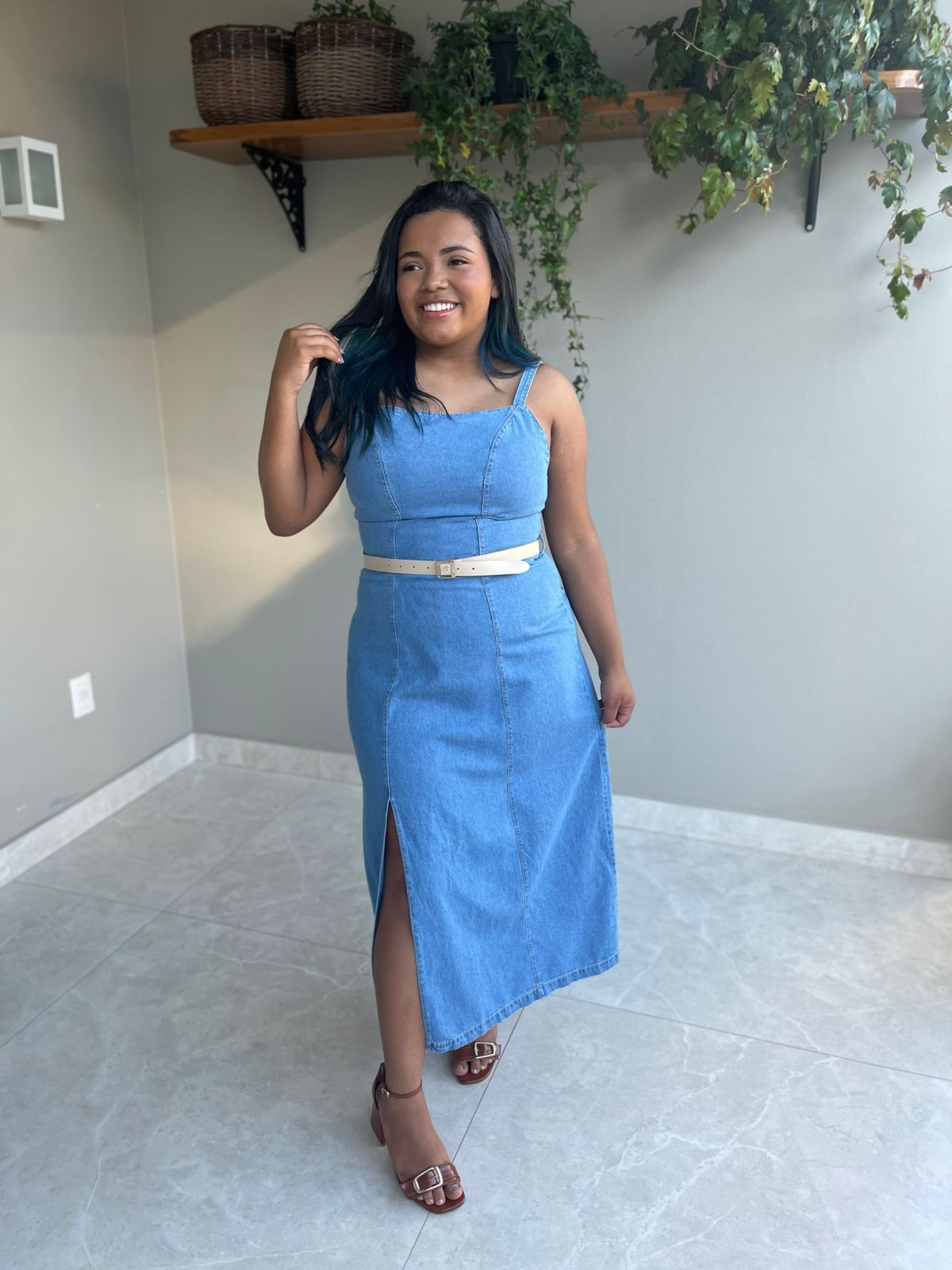 VESTIDO JEANS MAIS CINTO