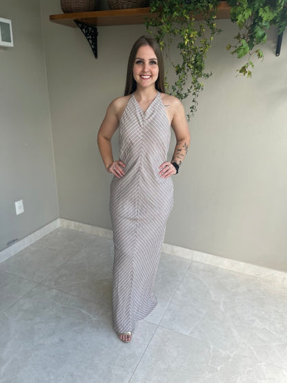 VESTIDO LONGO LINHO- SHOULDER