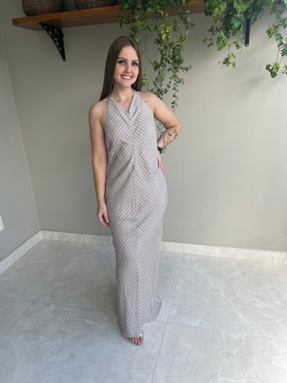 VESTIDO LONGO LINHO- SHOULDER