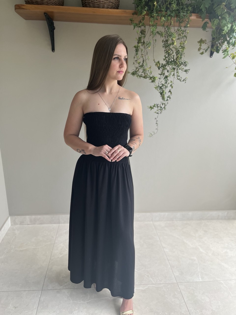 VESTIDO LINHO LASTEX - SHOULDER