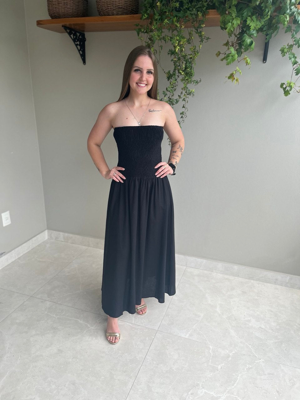 VESTIDO LINHO LASTEX - SHOULDER